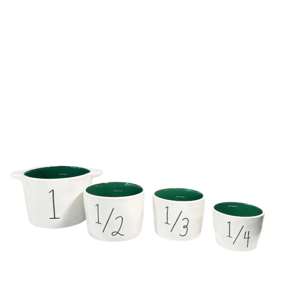 NEW Rae Dunn THREE CHRISTMAS TREES Measuring Cup Set/4